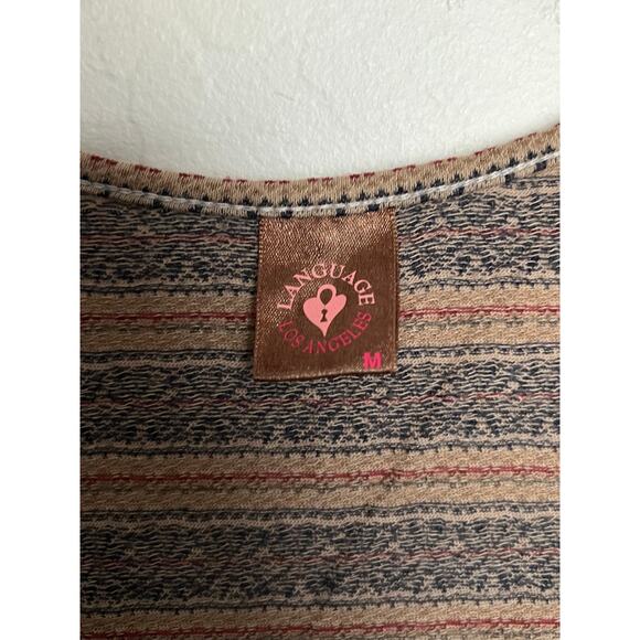 Vintage Language Top Women Medium Boho Babydoll Crochet Follows Mix Patterns Y2k - Picture 3 of 6